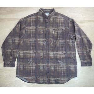 Columbia River Lodge Men's‎ XL Long Sleeve Button Down All Over Print Deer Brown